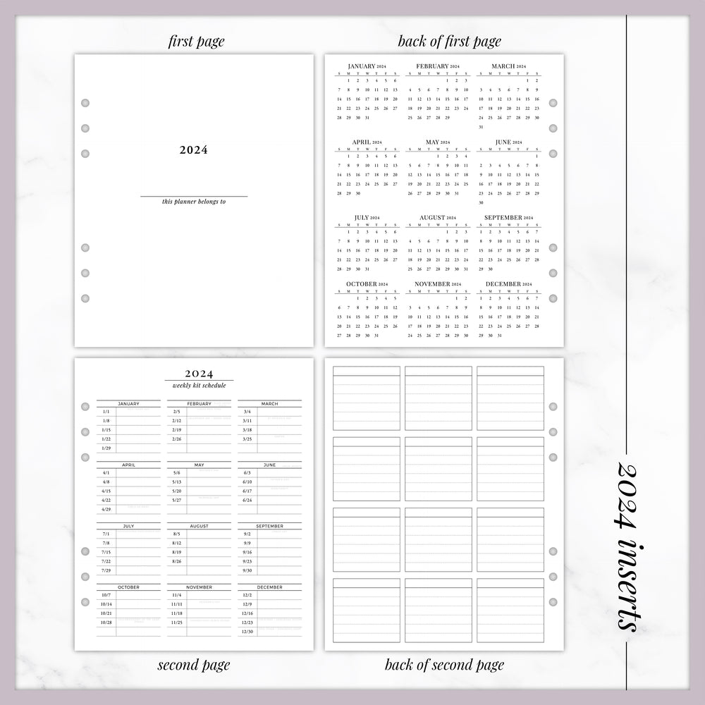 UNDATED Continuous Weeks  // A5 Wide Planner Inserts (2024 version)