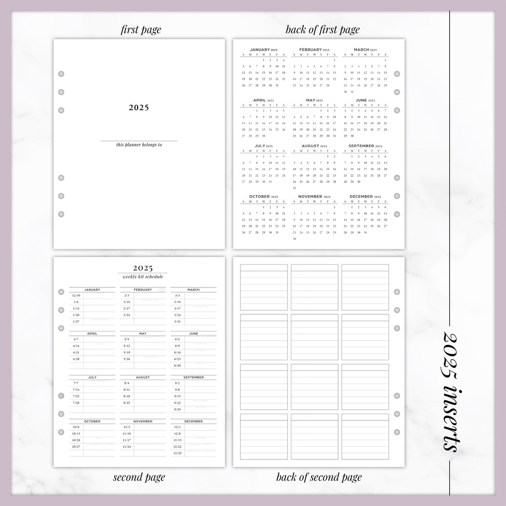 UNDATED Continuous Weeks  // A5 Wide Planner Inserts (2025 version)