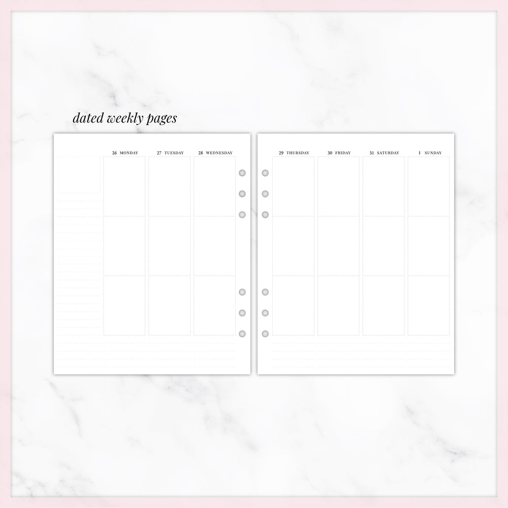 2024 Dated Months + Weeks // A5 Wide Planner Inserts