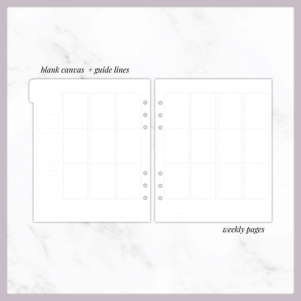 UNDATED Continuous Weeks  // A5 Wide Planner Inserts (2024 version)
