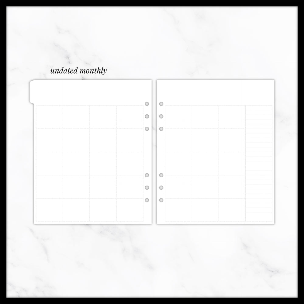 UNDATED Months + Weeks // A5 Wide Planner Inserts (2024 version)