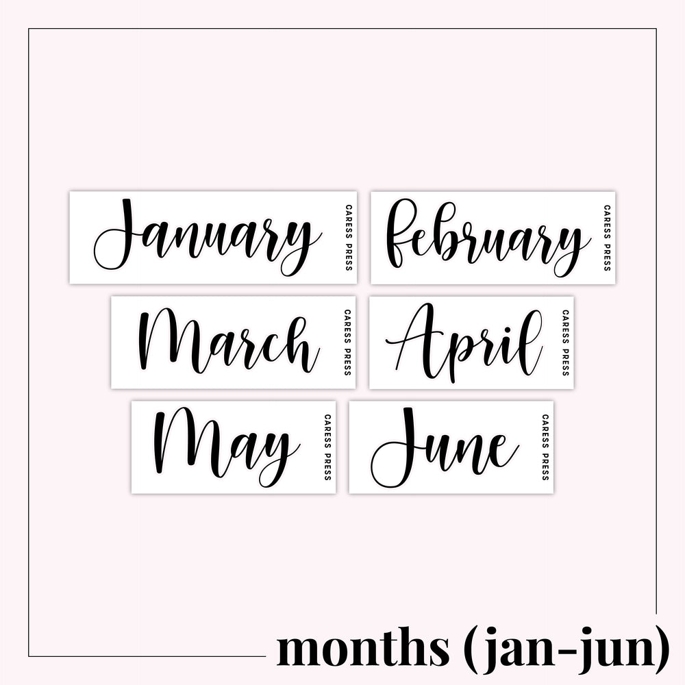 Large Month Foil Stickers (Jan-Jun)