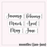 Large Month Foil Stickers (Jan-Jun)