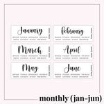 Monthly Kit Foil Overlays (Jan-Jun)