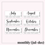 Monthly Kit Foil Overlays (Jul-Dec)