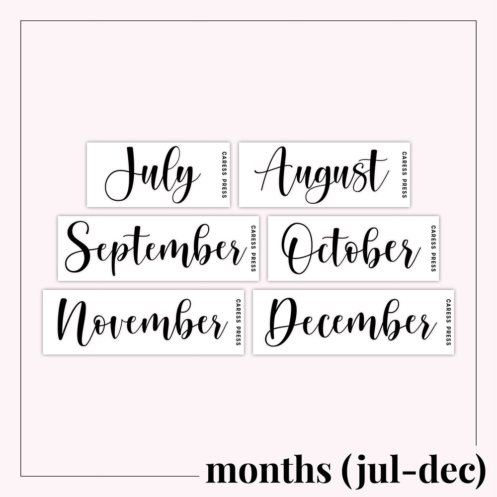 Large Month Foil Stickers (Jul-Dec)